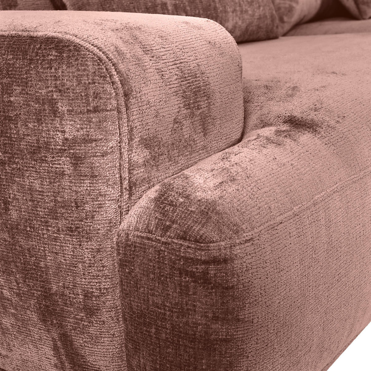 BIGSOFA in Chenille Altrosa  - Schwarz/Altrosa, Konventionell, Kunststoff/Textil (282/73/115cm) - MID.YOU
