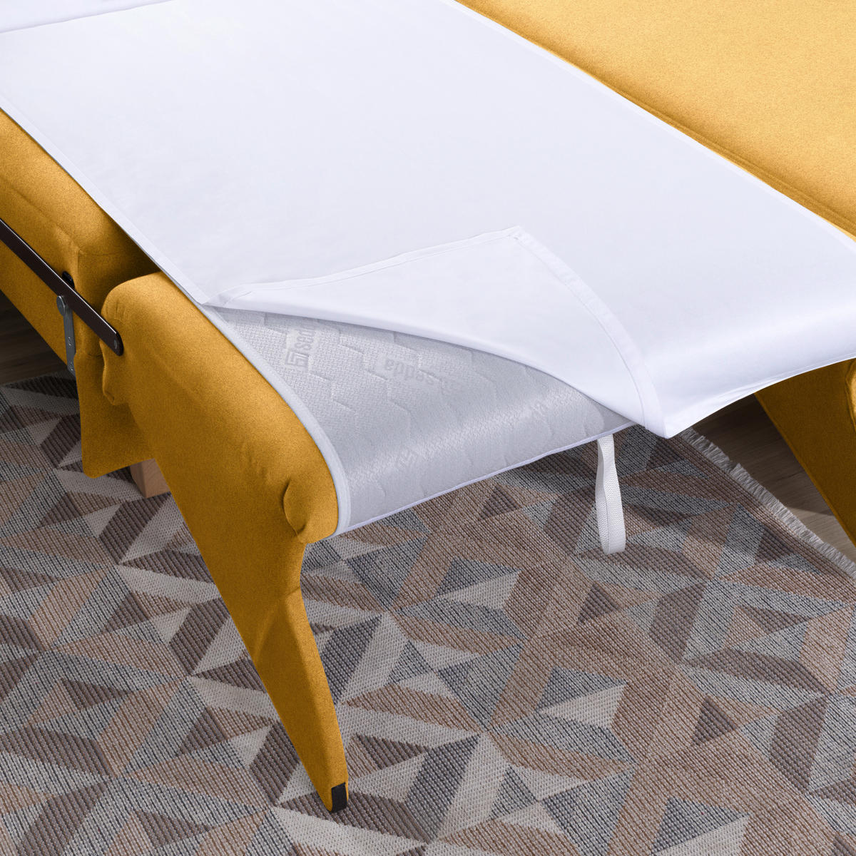 ECKSOFA in Flachgewebe Senfgelb  261/203 cm  - Eichefarben/Senfgelb, KONVENTIONELL, Holz/Textil (261/203cm) - Sedda