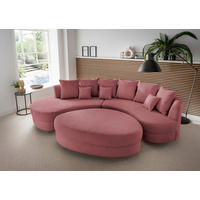 WOHNLANDSCHAFT Ottomane links, organische Form  in Cord Koralle  - Koralle/Schwarz, Design, Kunststoff/Textil (160/300cm) - Livetastic