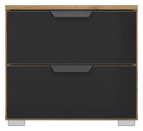 NACHTKÄSTCHEN 47/43/42 cm  in Anthrazit, Eiche Artisan  - Champagner/Anthrazit, MODERN, Glas/Holzwerkstoff (47/43/42cm) - Rauch Möbel