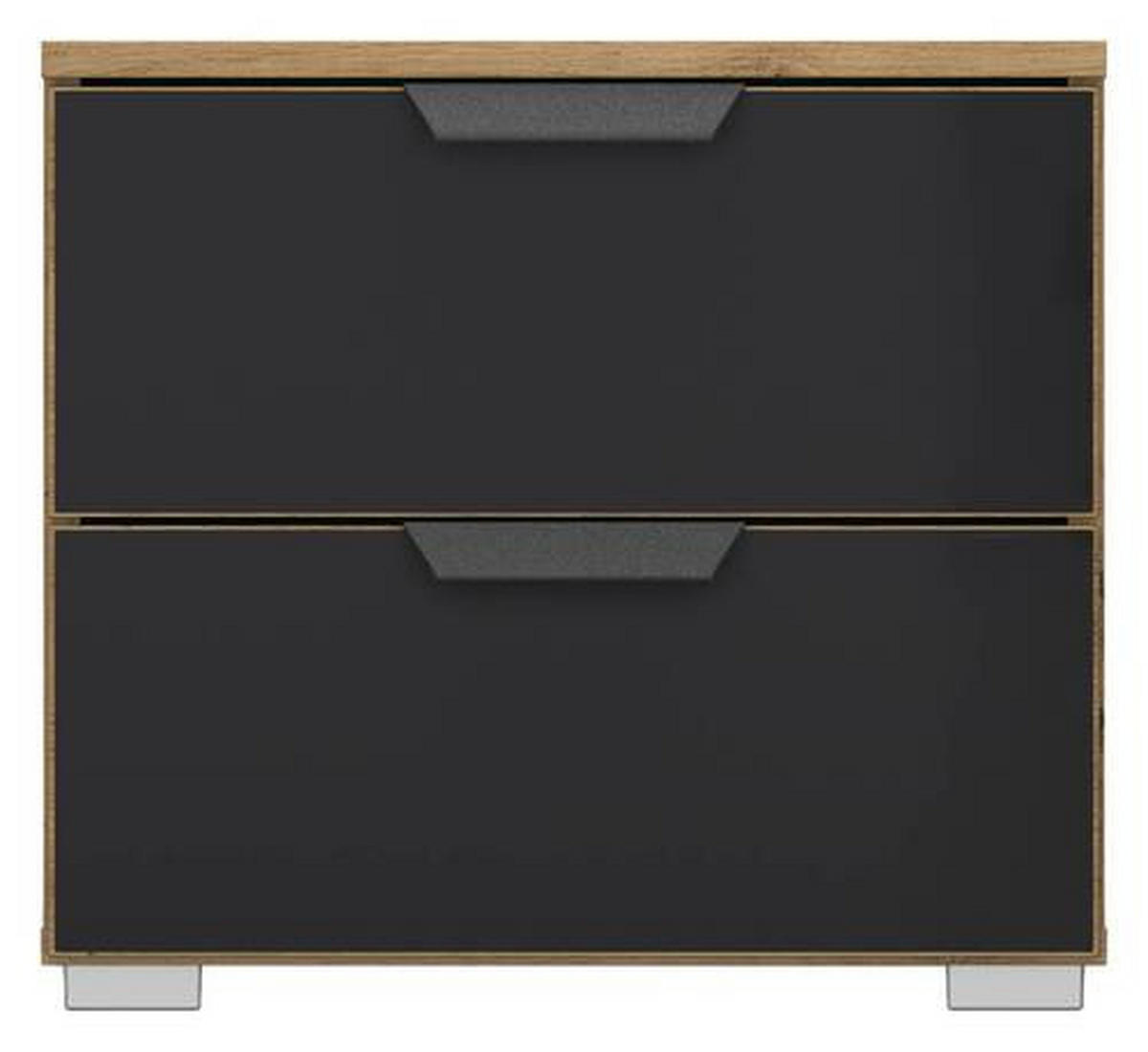 NACHTKÄSTCHEN 47/43/42 cm  in Anthrazit, Eiche Artisan  - Champagner/Anthrazit, Modern, Glas/Holzwerkstoff (47/43/42cm) - Rauch Möbel