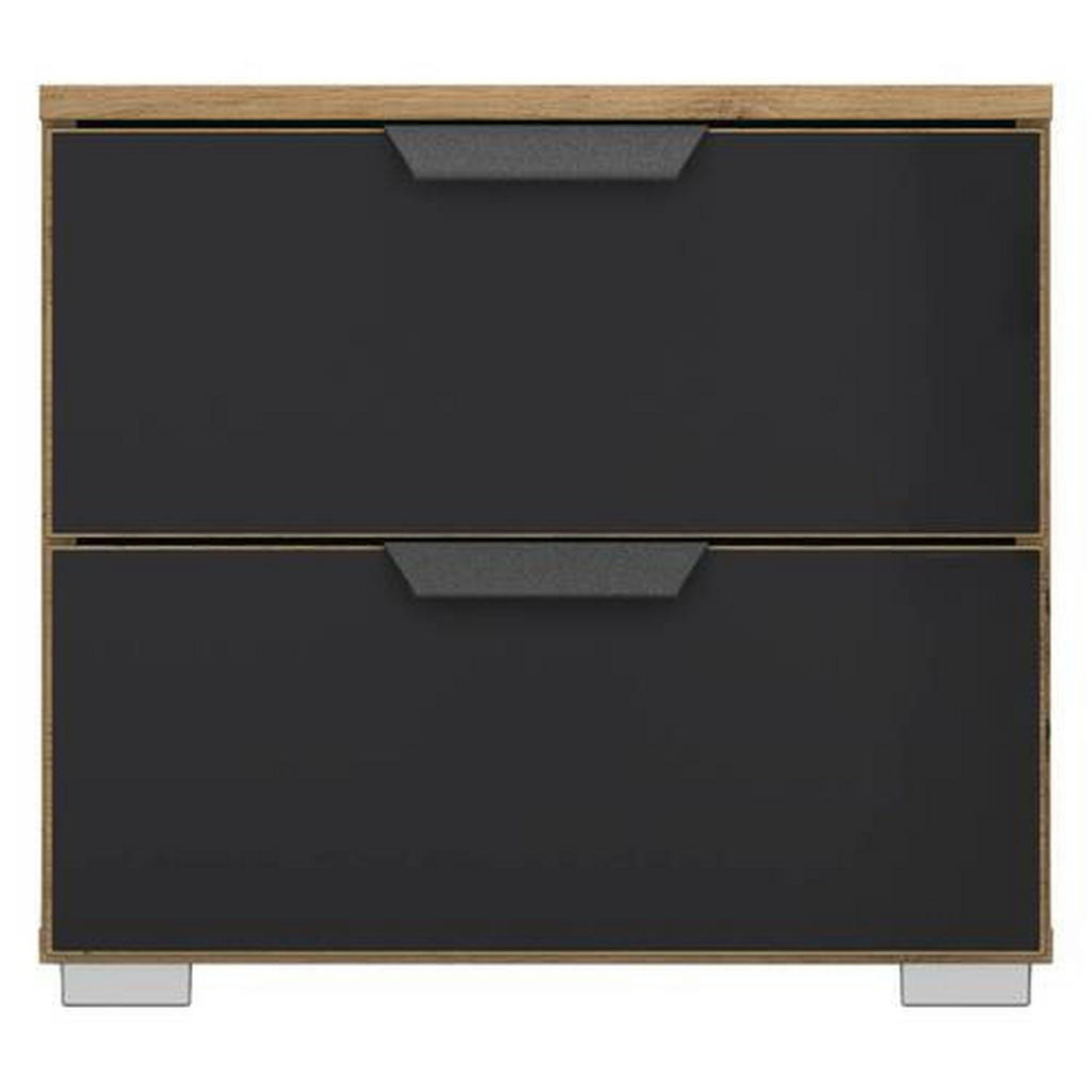 Thumbnail - Rauch Möbel Nachtschrank, Anthrazit, Eiche Artisan, Metall, 2 Schubladen, 47x43x42 cm, Blauer Engel, Goldenes M, Made in...