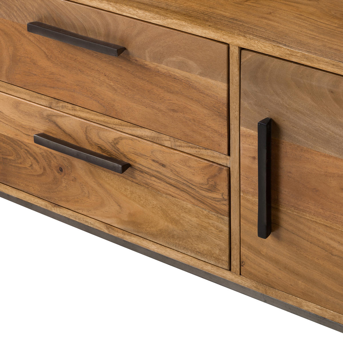 LOWBOARD  in 175/50/40 cm  - Schwarz/Akaziefarben, Design, Holz/Metall (175/50/40cm) - home24