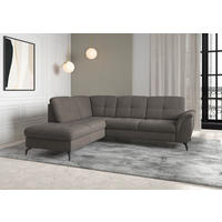ECKSOFA ZORA E Graphitfarben Flachgewebe  - Schwarz/Graphitfarben, MODERN, Textil/Metall (212/244cm) - Sit & More
