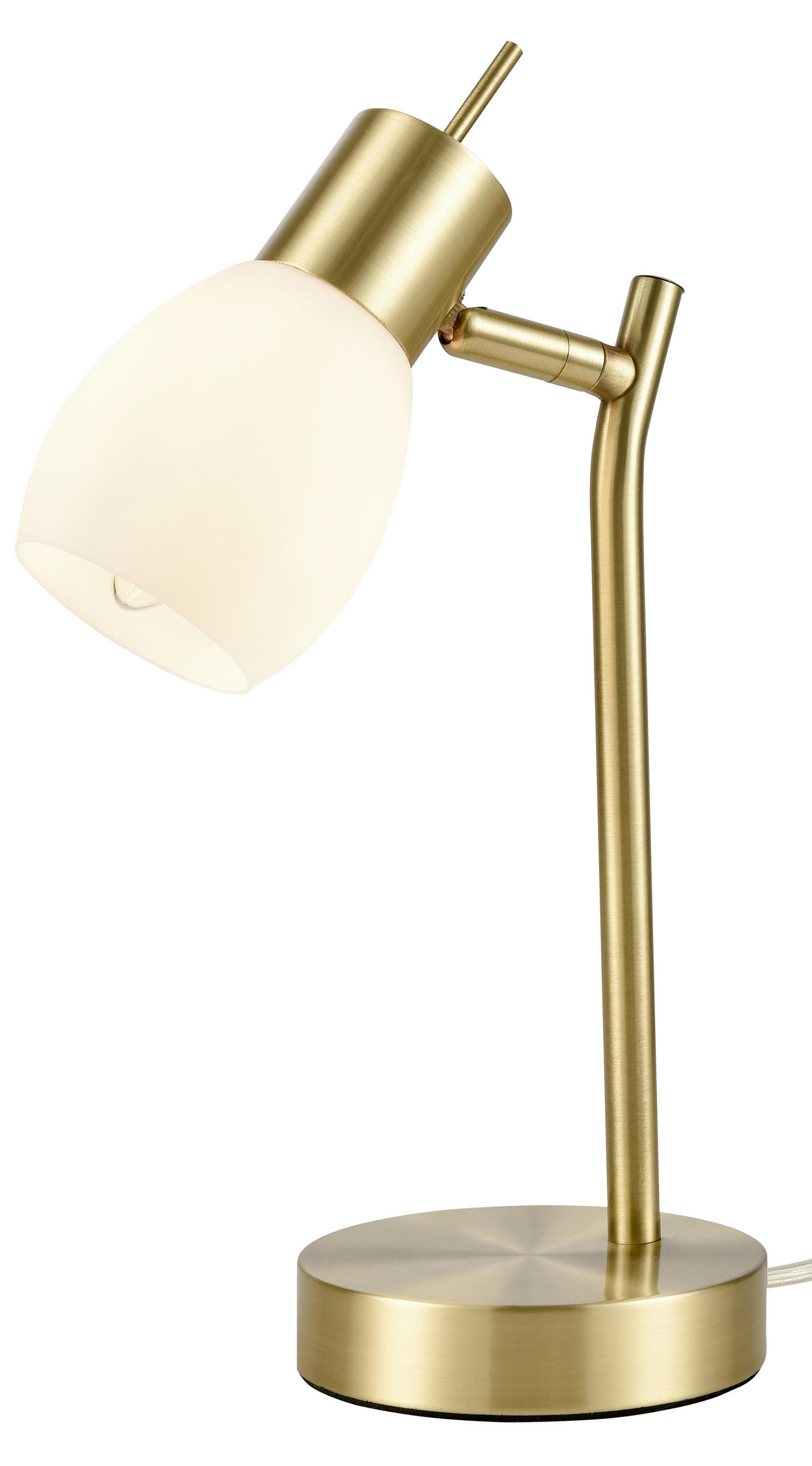 STOLNÍ LAMPA, E14, 34,5 cm - bílá/barvy mosazi, Konvenční, kov/sklo (34,5cm) - Novel