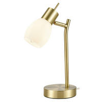 STOLNÍ LAMPA, E14, 34,5 cm - bílá/barvy mosazi, Konvenční, kov/sklo (34,5cm) - Novel