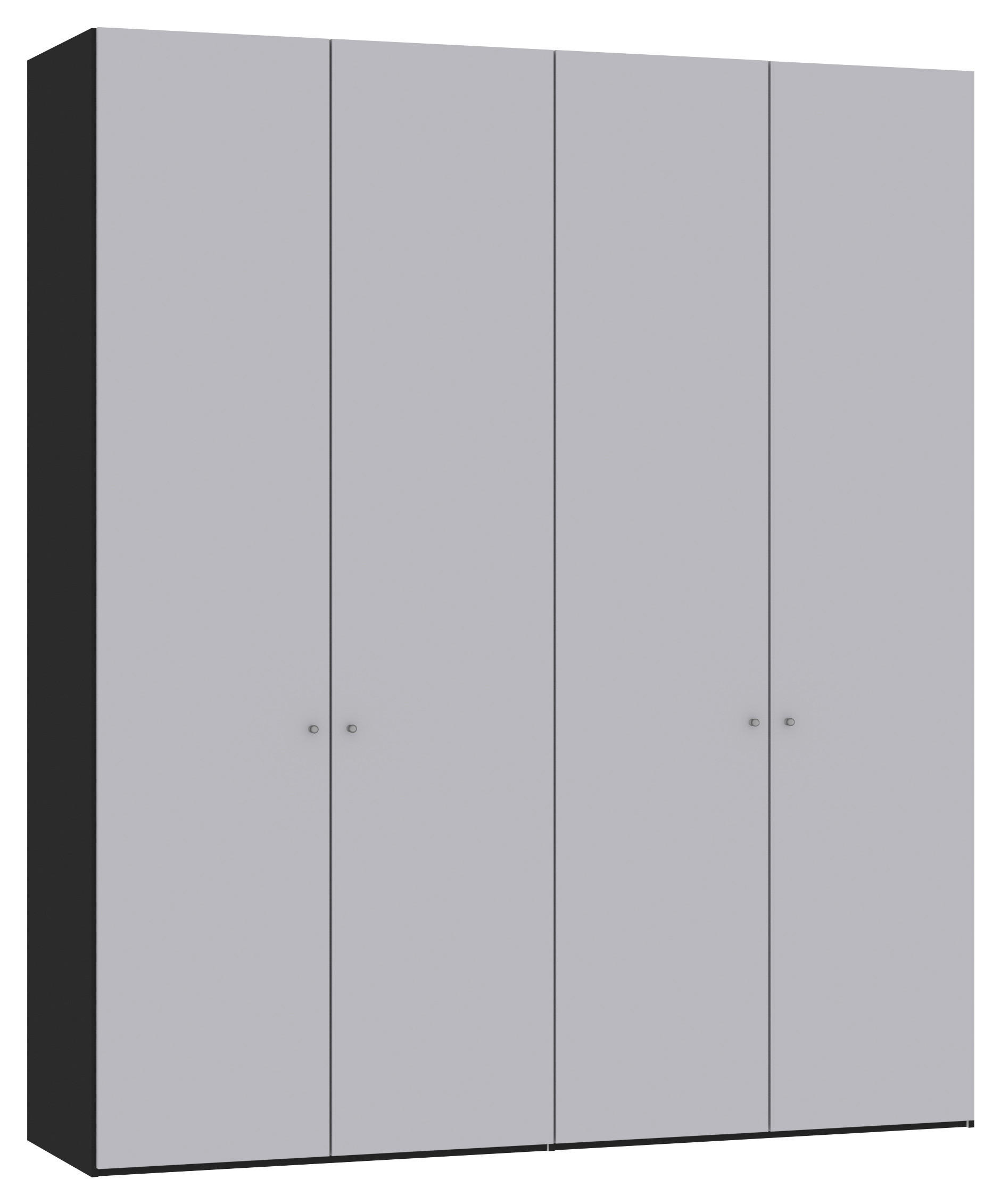 DREHTÜRENSCHRANK 203/236/59 cm,  in Schwarz, Hellgrau, 4-türig  - Silberfarben/Hellgrau, Design, Glas/Holzwerkstoff (203/236/59cm) - Jutzler