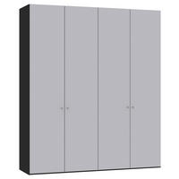 DREHTÜRENSCHRANK 203/236/59 cm,  in Schwarz, Hellgrau, 4-türig  - Silberfarben/Hellgrau, Design, Glas/Holzwerkstoff (203/236/59cm) - Jutzler