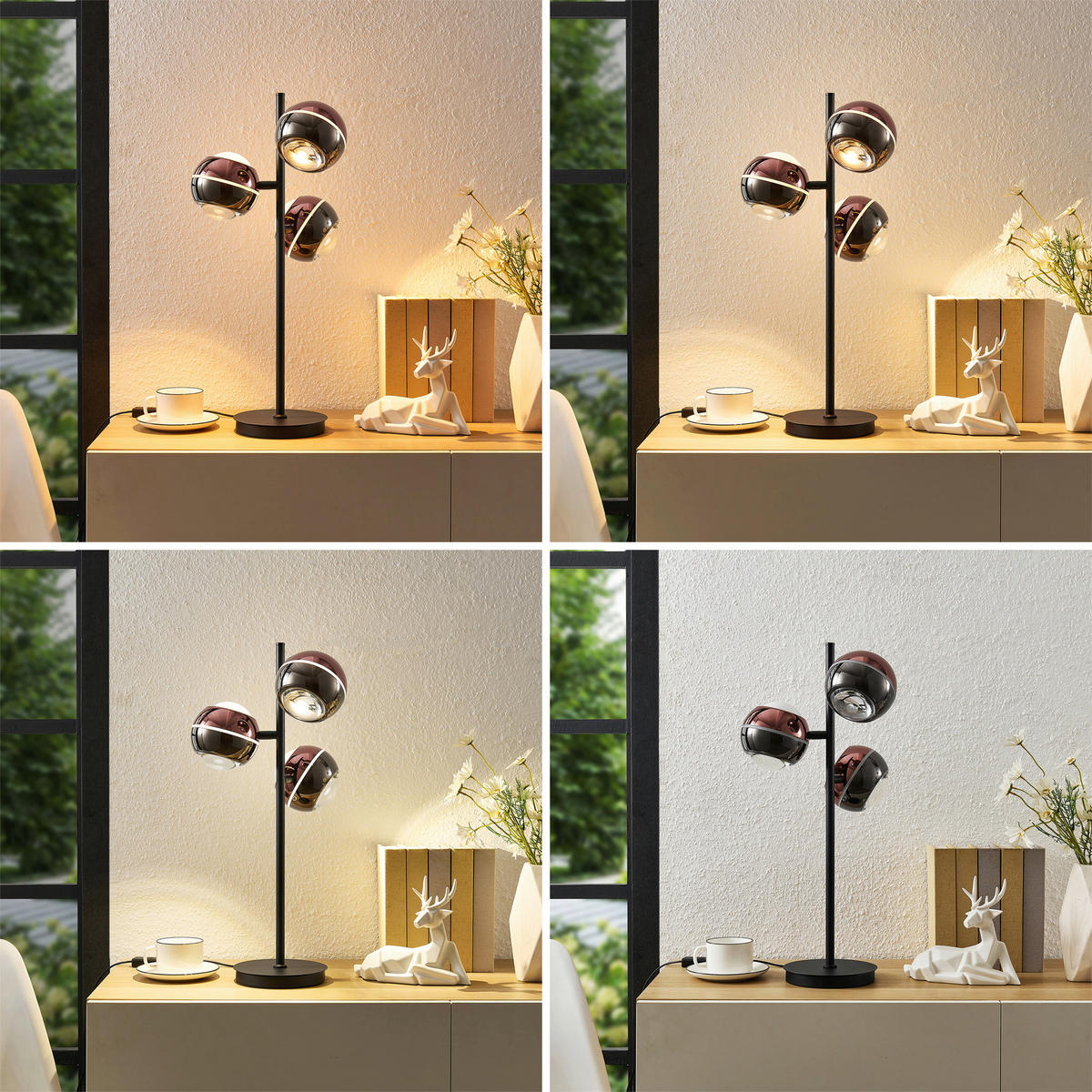 LED-TISCHLEUCHTE Easy 28/60 cm  - Schwarz/Kupferfarben, Design, Glas/Kunststoff (28/60cm) - Dieter Knoll