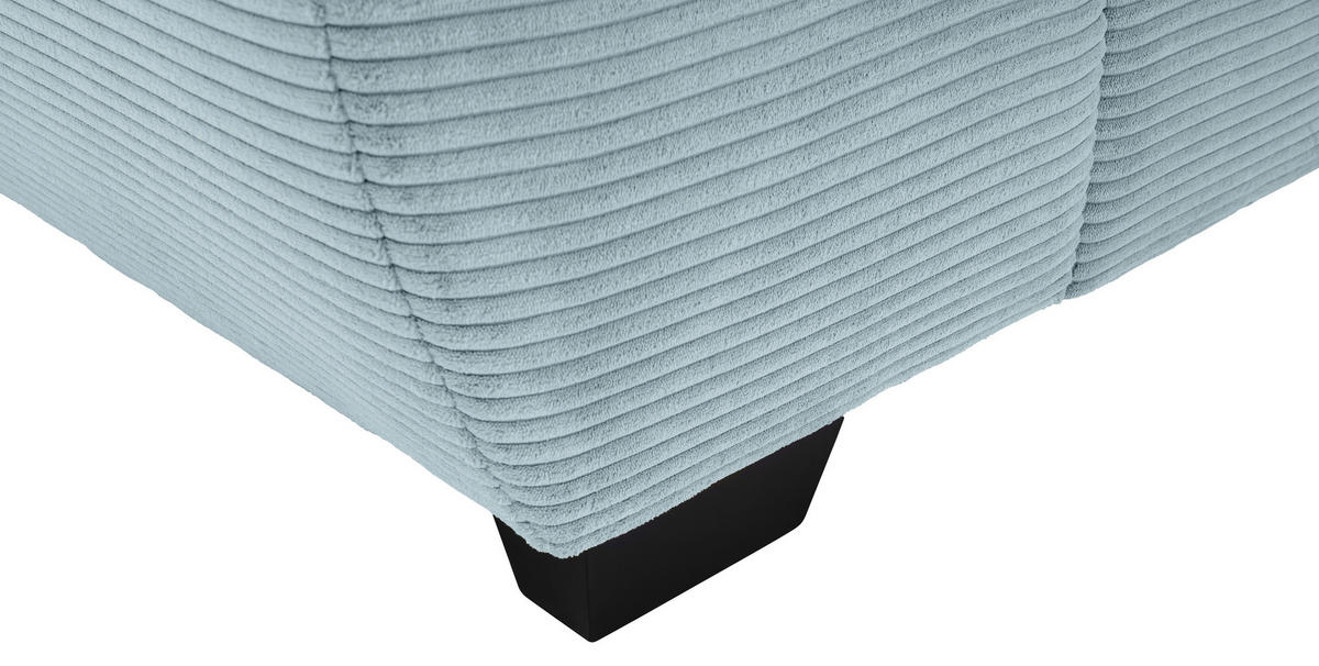 ECKSOFA Blaugrau Cord Rückenkissen, Armlehnenkissen, Bettkasten, Schlaffunktion, Rücken echt, Liegefläche im Originalstoff  - Blaugrau/Schwarz, KONVENTIONELL, Kunststoff/Textil (304/212cm) - Carryhome