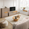 LOWBOARD Taupe, Eichefarben  207/69/42 cm  - Taupe/Eichefarben, Design, Glas/Holz (207/69/42cm) - Novel