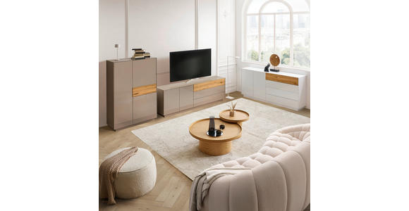 LOWBOARD Taupe, Eichefarben  207/69/42 cm  - Taupe/Eichefarben, Design, Glas/Holz (207/69/42cm) - Novel