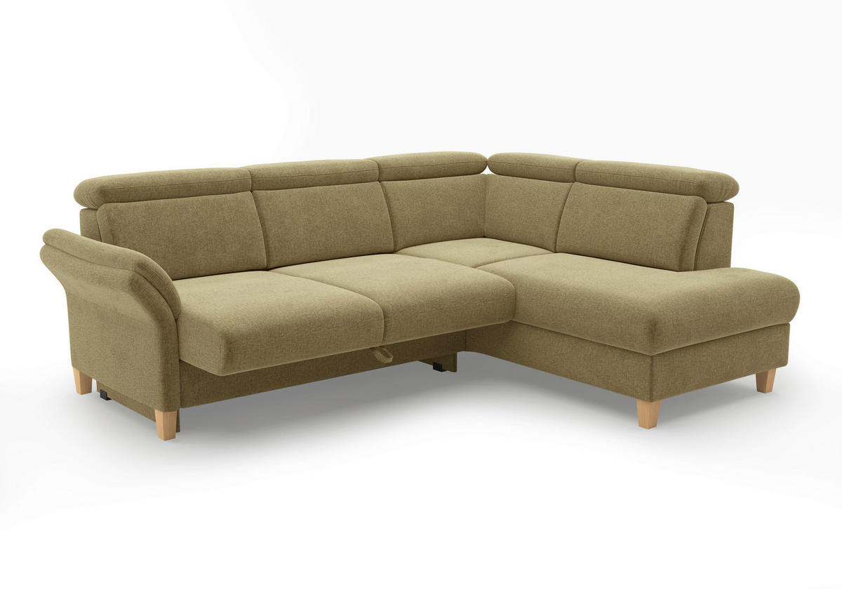 ECKSOFA GLENDALE E Olivgrün Flachgewebe  - Eichefarben/Olivgrün, KONVENTIONELL, Holz/Textil (247/193cm) - Sit & More