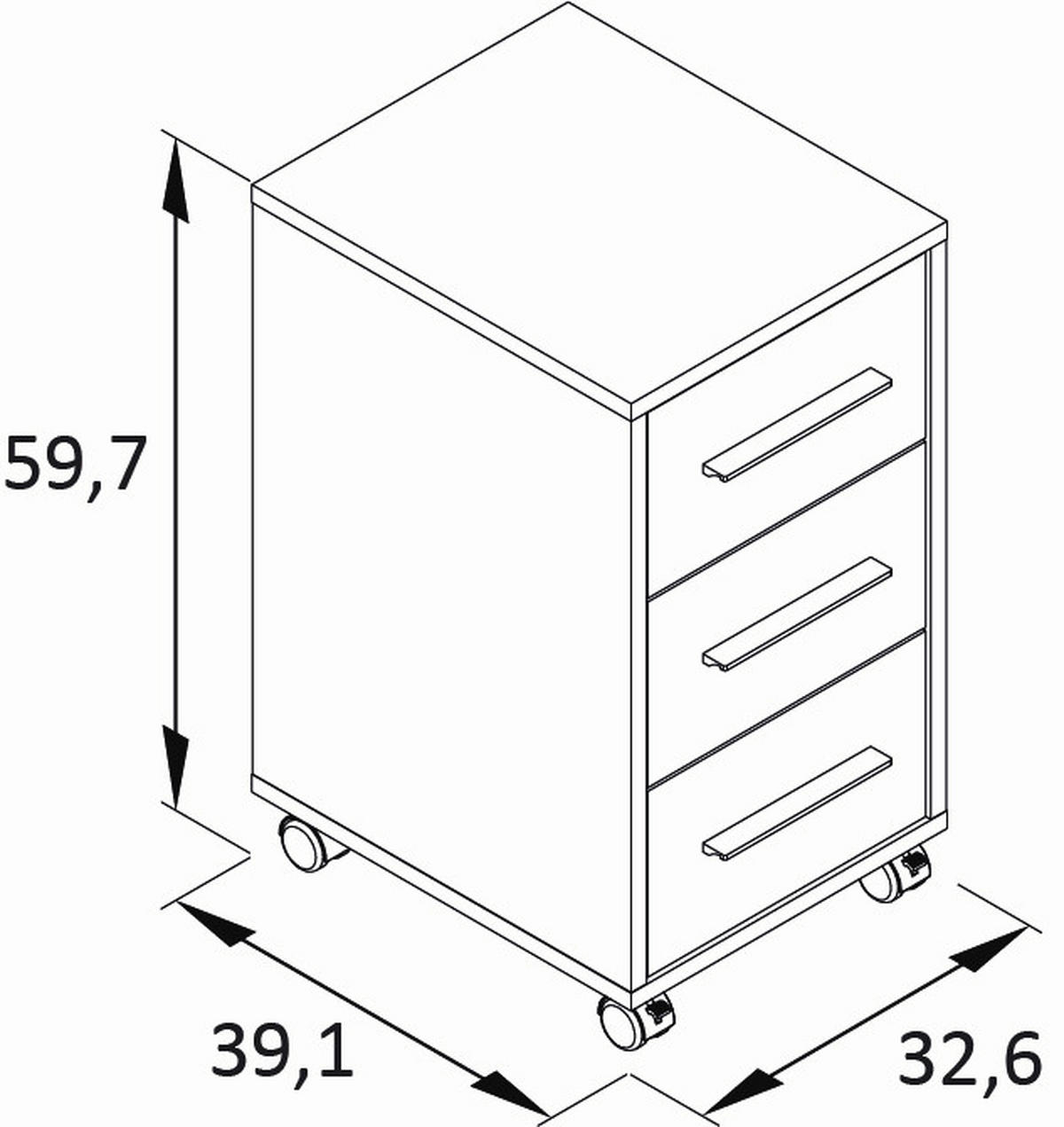 ROLLCONTAINER Anthrazit  - Beige/Anthrazit, MODERN, Holzwerkstoff/Kunststoff (32,6/59,7/39,1cm) - MID.YOU