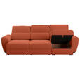 ECKSOFA in Velours Terracotta  - Terracotta/Schwarz, KONVENTIONELL, Kunststoff/Textil (285/177cm) - Carryhome