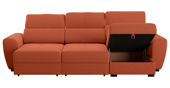 ECKSOFA in Velours Terracotta - Terracotta/Schwarz, KONVENTIONELL, Kunststoff/Textil (285/177cm) - Carryhome