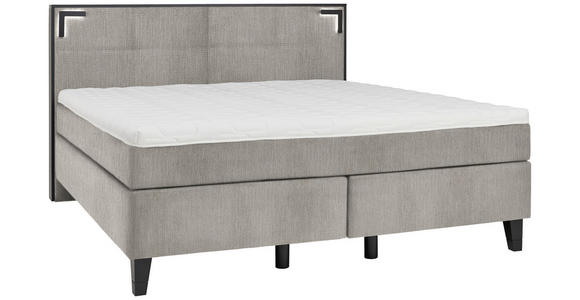 BOXSPRINGBETT 160/200 cm  in Silberfarben  - Silberfarben/Schwarz, Design, Holz/Textil (160/200cm) - Hom`in