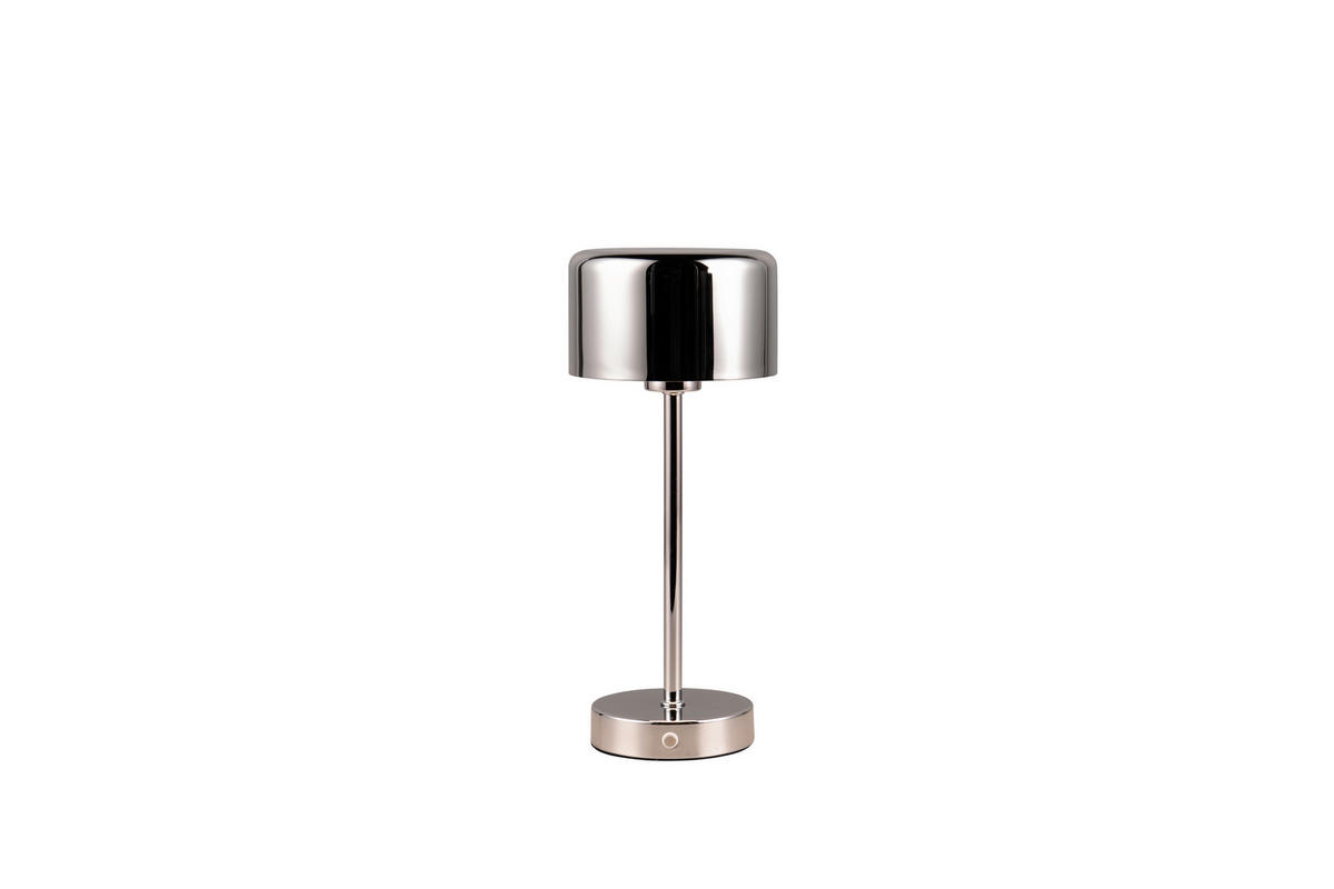 AKKU-TISCHLEUCHTE Jeff 12,6/30 cm  - Chromfarben, Design, Metall (12,6/30cm)