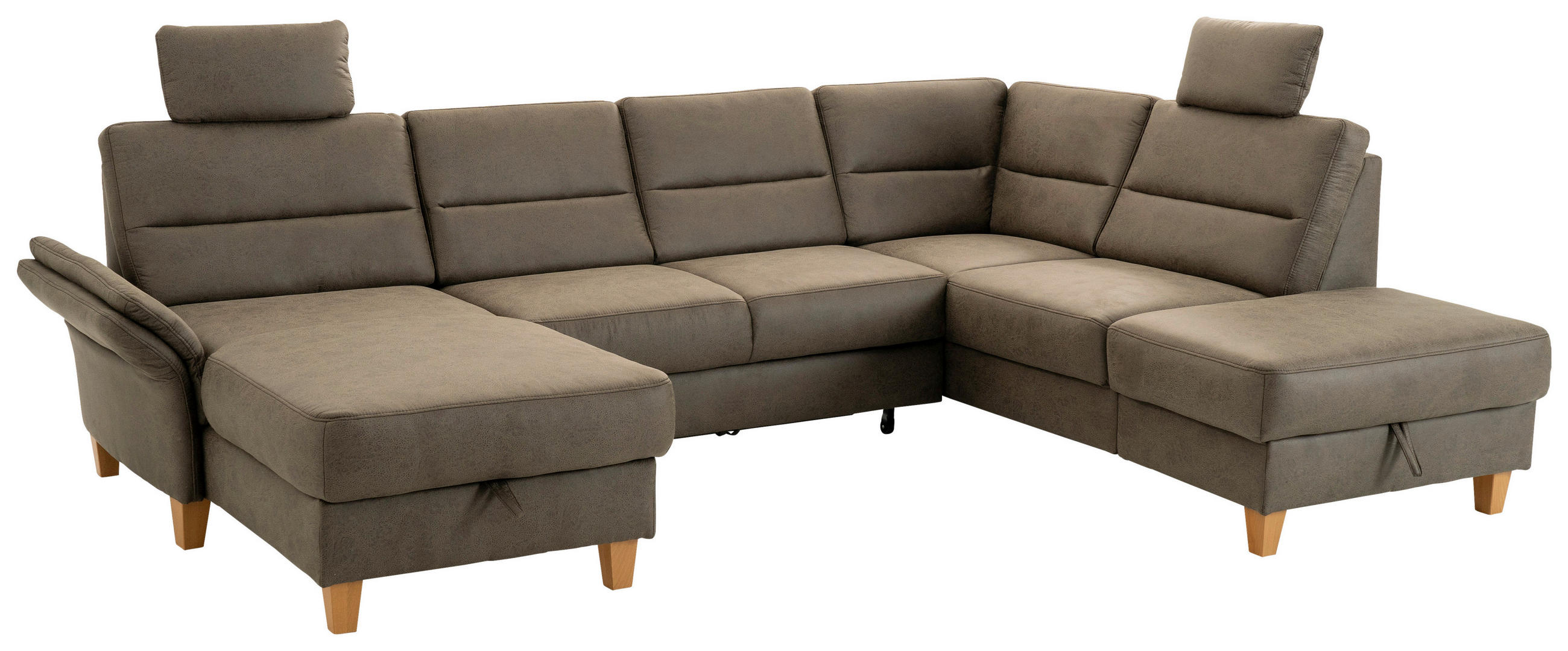 SEDACÍ SOUPRAVA, textil,  - tmavě hnědá/barvy dubu, Basics, dřevo/textil (162/303/213cm) - Cantus