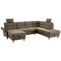 SEDACÍ SOUPRAVA, textil,  - tmavě hnědá/barvy dubu, Basics, dřevo/textil (162/303/213cm) - Cantus