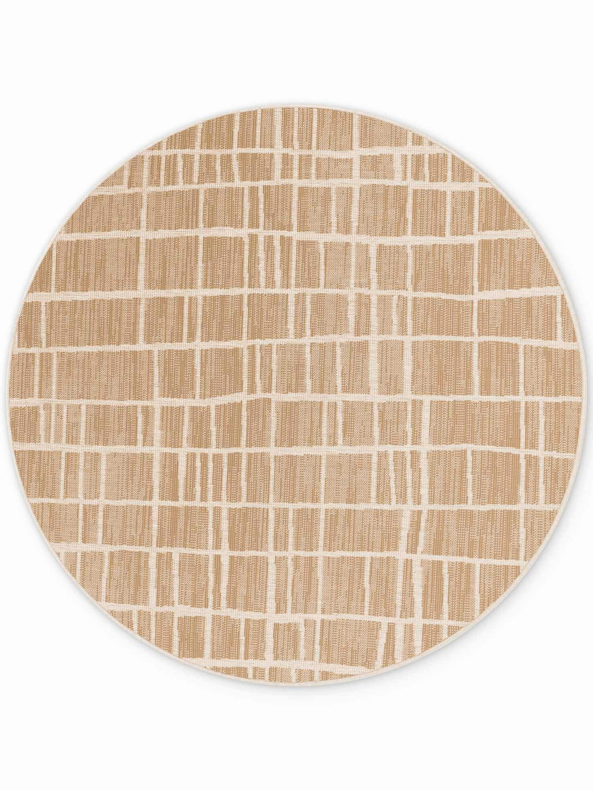 FLACHWEBETEPPICH 200 cm Haringey Weiß, Sandfarben rund  - Sandfarben/Weiß, Design, Kunststoff (200cm)