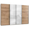 SCHWEBETÜRENSCHRANK 350/236/65 cm 4-türig Eichefarben, Weiß  - Chromfarben/Eichefarben, MODERN, Holzwerkstoff (350/236/65cm) - MID.YOU