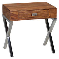 NOČNÝ STOLÍK, indický palisander, 45/45/50 cm - chrómová, Modern, kov/drevo (45/45/50cm) - MID.YOU