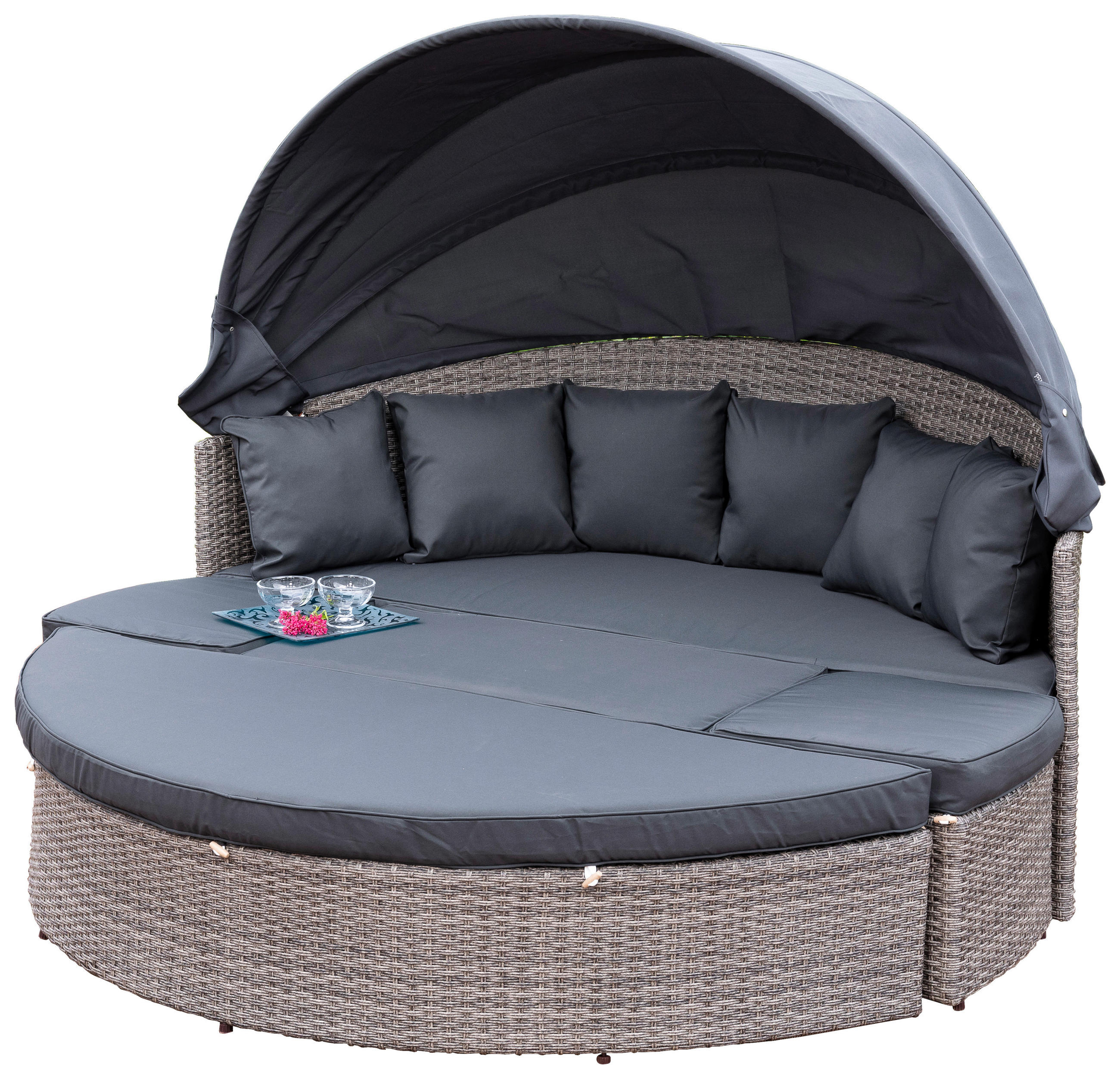 GARTENMUSCHEL 180/88/183 cm  - Dunkelgrau/Grau, KONVENTIONELL, Kunststoff/Textil (180/88/183cm) - Gardenson