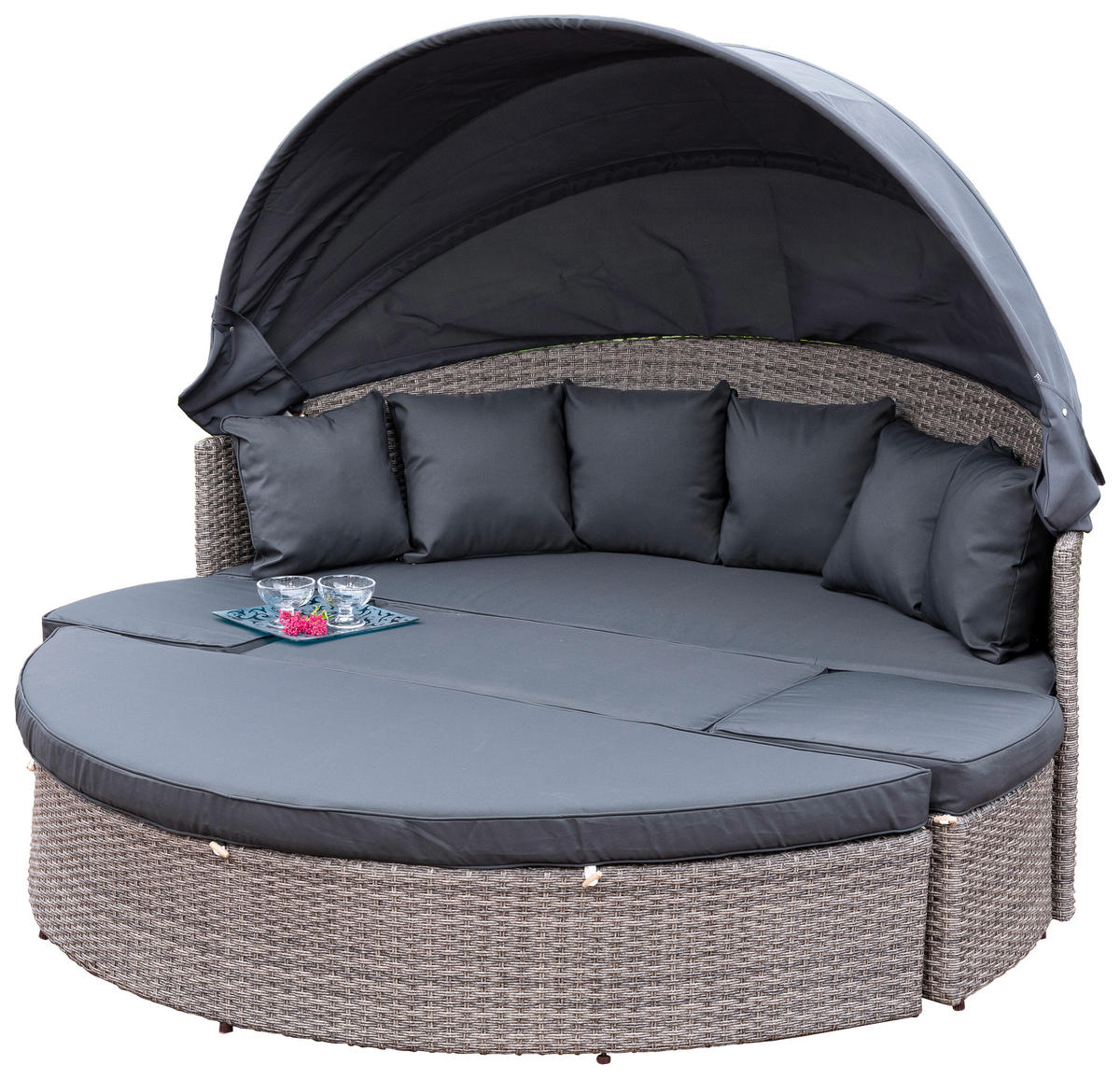 GARTENMUSCHEL 180/88/183 cm Aluminium  - Dunkelgrau/Grau, KONVENTIONELL, Kunststoff/Textil (180/88/183cm) - Gardenson