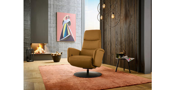 RELAXSESSEL in Leder Senfgelb  - Senfgelb/Schwarz, Design, Leder/Metall (76/108/86cm) - Dieter Knoll