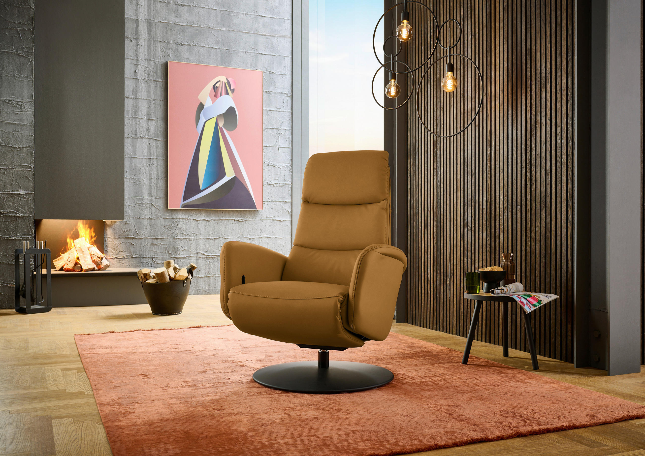 RELAXSESSEL in Leder Senfgelb  - Senfgelb/Schwarz, Design, Leder/Metall (76/108/86cm) - Dieter Knoll