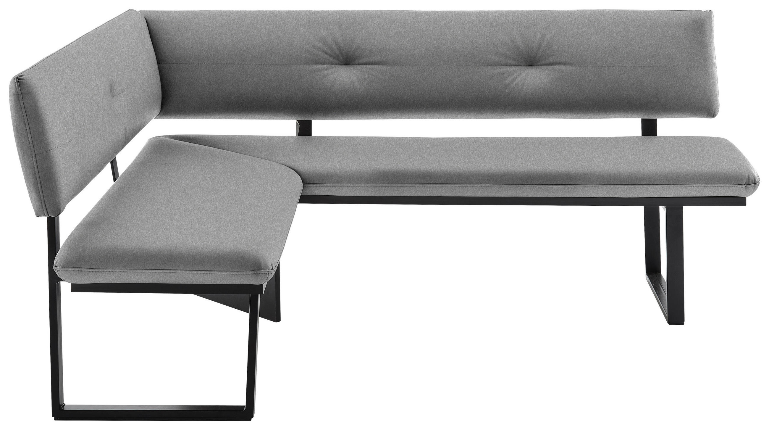 ECKBANK 150/190 cm  in Schwarz, Hellgrau  - Hellgrau/Schwarz, MODERN, Textil/Metall (150/190cm) - Cantus