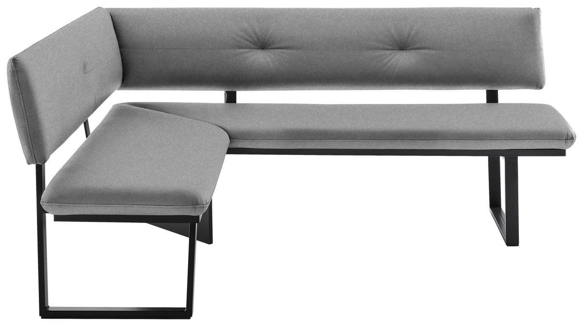 ECKBANK 150/190 cm  in Schwarz, Hellgrau  - Hellgrau/Schwarz, MODERN, Textil/Metall (150/190cm) - Cantus