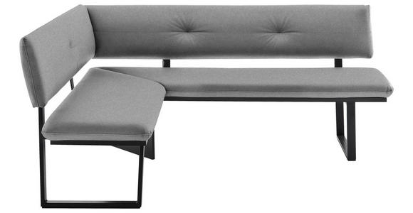 ECKBANK 150/190 cm in Schwarz, Hellgrau - Hellgrau/Schwarz, MODERN, Textil/Metall (150/190cm) - Cantus