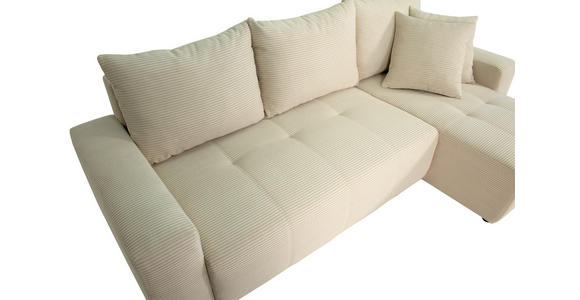 ECKSOFA inkl. Funktion Beige Cord - Beige/Schwarz, Design, Kunststoff/Textil (248/146cm) - Xora