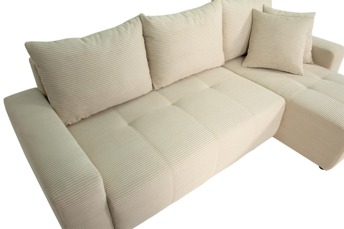 ECKSOFA in Cord Beige  - Beige/Schwarz, Design, Kunststoff/Textil (248/146cm) - MID.YOU