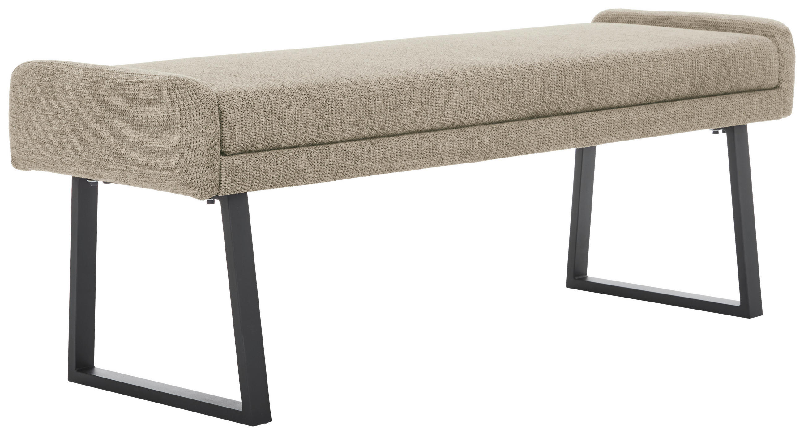 HOCKERBANK 160/49/49 cm Webstoff Beige, Schwarz  - Beige/Schwarz, Design, Textil/Metall (160/49/49cm) - Novel