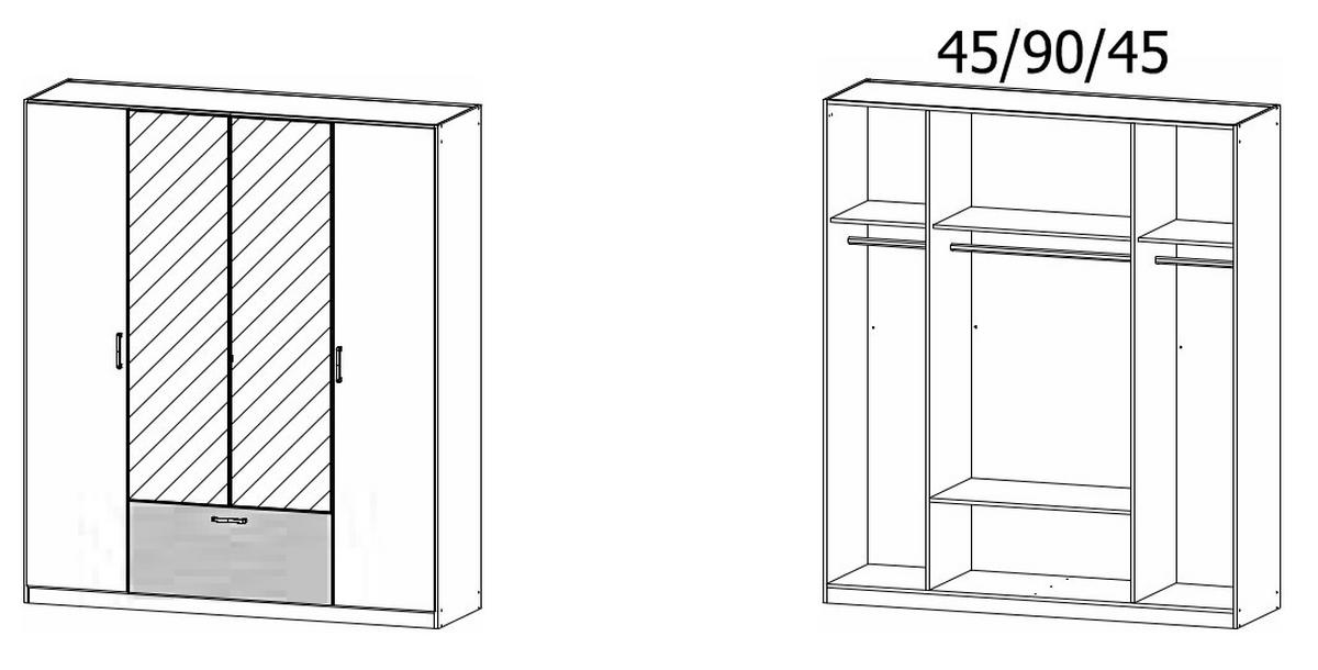 KLEIDERSCHRANK in Grau  - Grau, Basics, Holzwerkstoff/Metall (181/210/54cm) - Boxxx