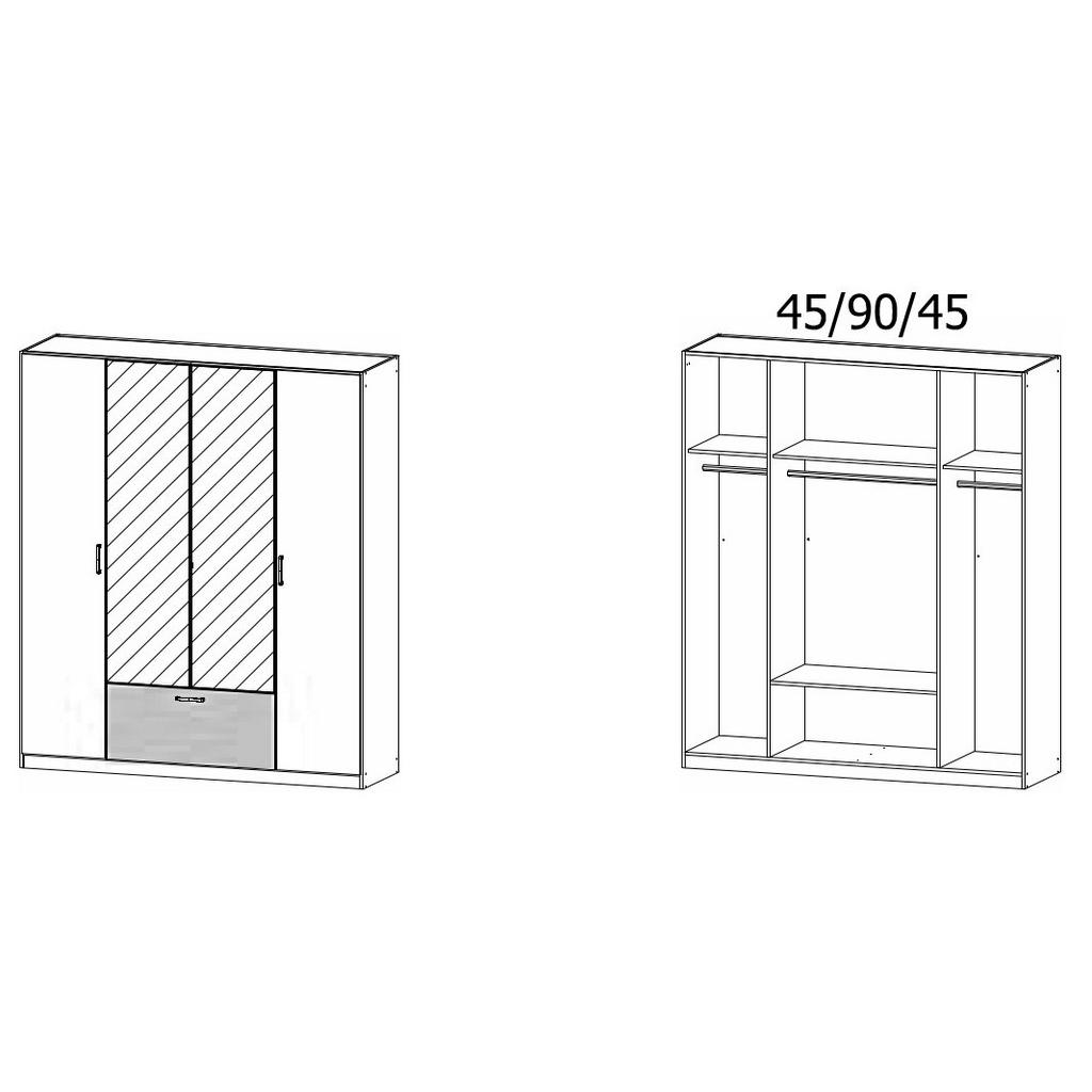 Thumbnail - Rauch Möbel Kleiderschrank, Weiß, Metall, 4 Fächer, 1 Schubladen, 181x210x54 cm, Blauer Engel, Goldenes M, Made in Germa...