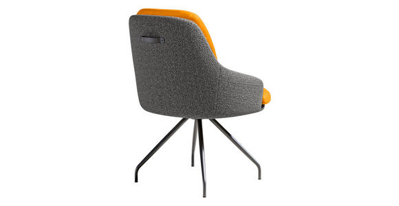 ARMLEHNSTUHL  Beinauswahl, Sitzfläche 360° drehbar, Stoff-/Lederauswahl Velours  Currygelb, Grau  - Currygelb/Schwarz, Design, Textil/Metall (60/86/66cm) - Dieter Knoll