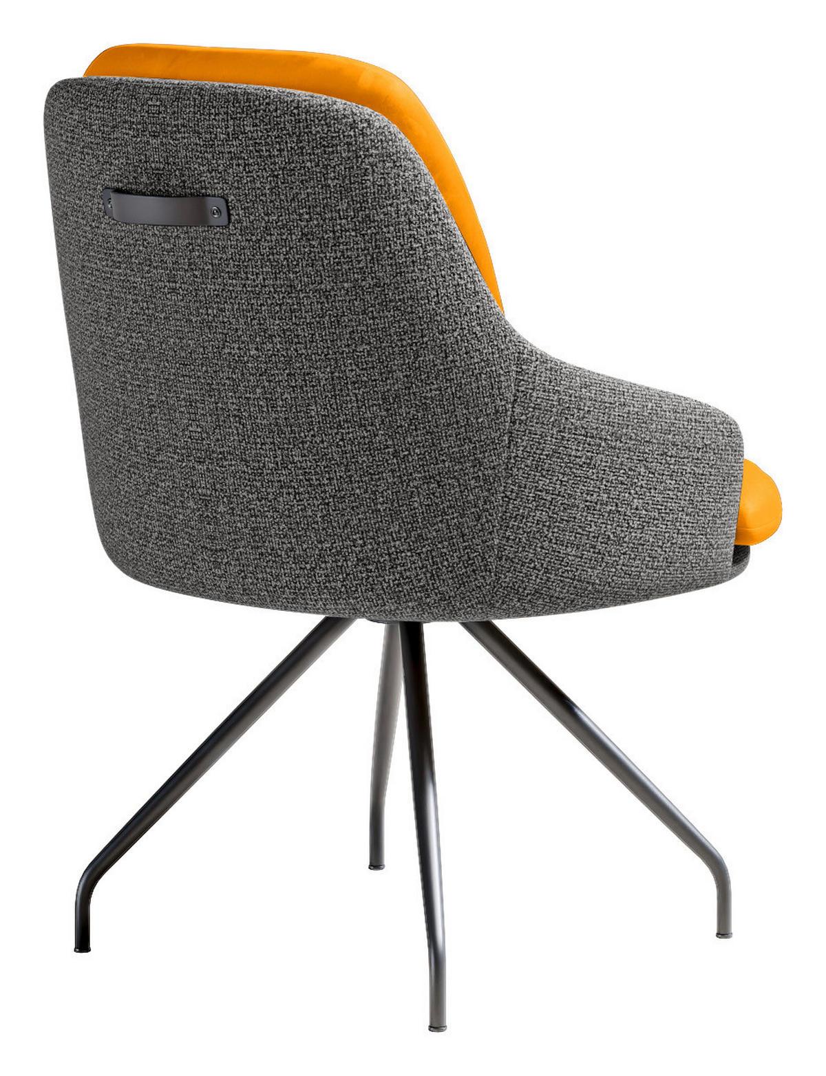 ARMLEHNSTUHL  Beinauswahl, Sitzfläche 360° drehbar, Stoff-/Lederauswahl Velours  Currygelb, Grau  - Currygelb/Schwarz, Design, Textil/Metall (60/86/66cm) - Dieter Knoll