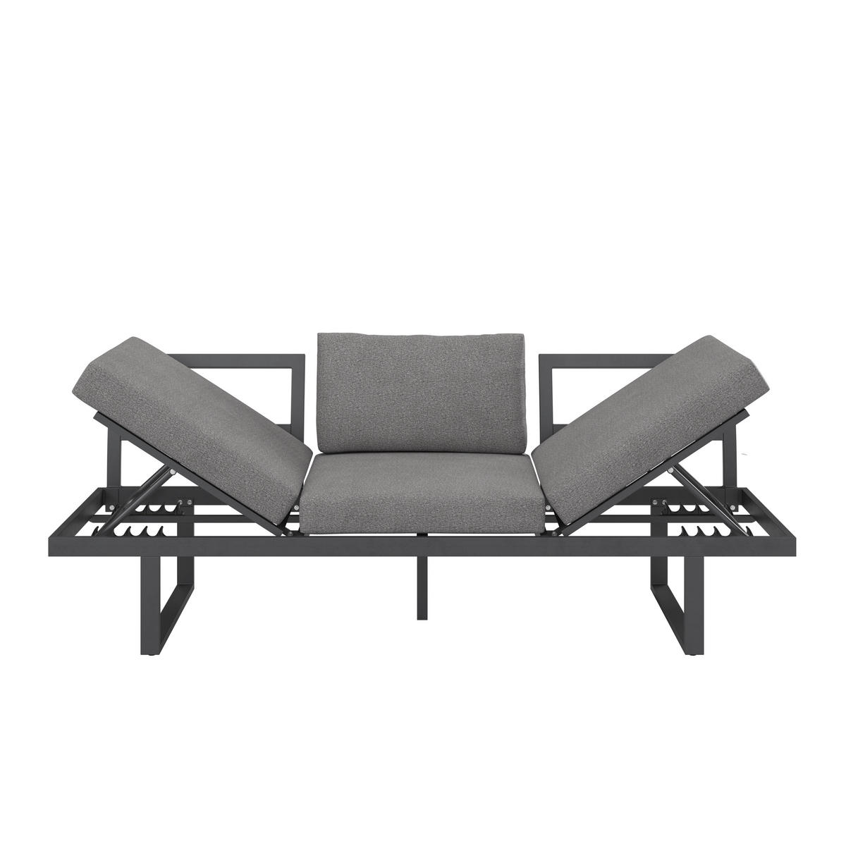 LOUNGESOFA  - Dunkelgrau/Anthrazit, MODERN, Textil/Metall (198/72/77cm) - Ambia Garden