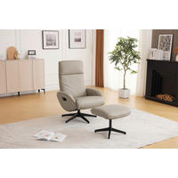 RELAXFÅTÖLJ SET i läderimitation taupe  - svart/taupe, Design, metall/läder (77/107/75cm) - Livetastic