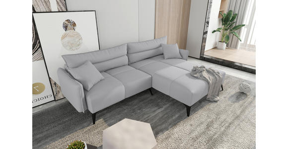 ECKSOFA  in Cord Hellgrau  253/180 cm  - Hellgrau/Schwarz, KONVENTIONELL, Textil/Metall (253/180cm) - Carryhome