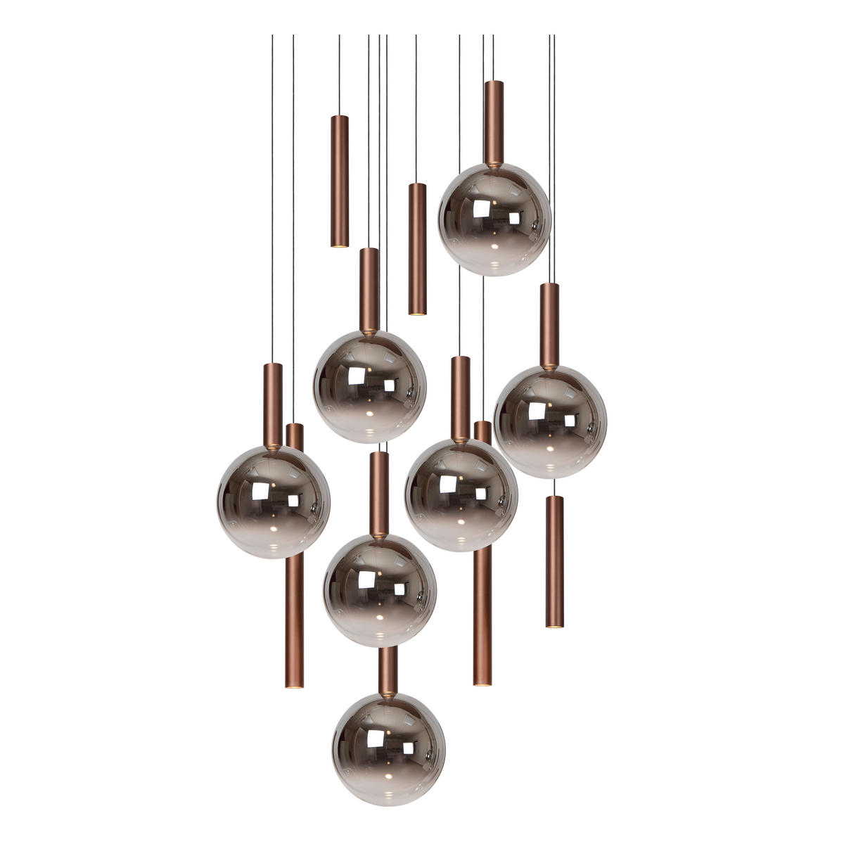 LED-PENDELLEUCHTE JASMINE 75/75/341 cm   - Rot/Grau, Design, Metall (75/75/341cm) - Lucide
