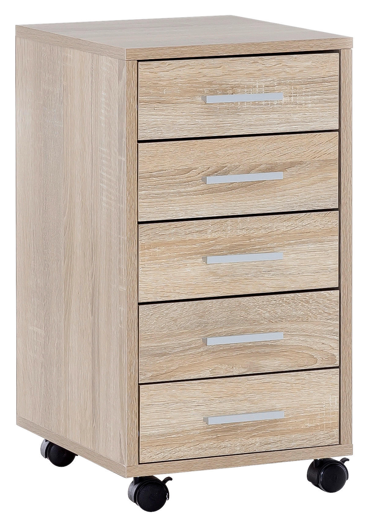 ROLLCONTAINER Eichefarben  - Eichefarben/Silberfarben, KONVENTIONELL, Holzwerkstoff/Kunststoff (33/63/38cm) - MID.YOU