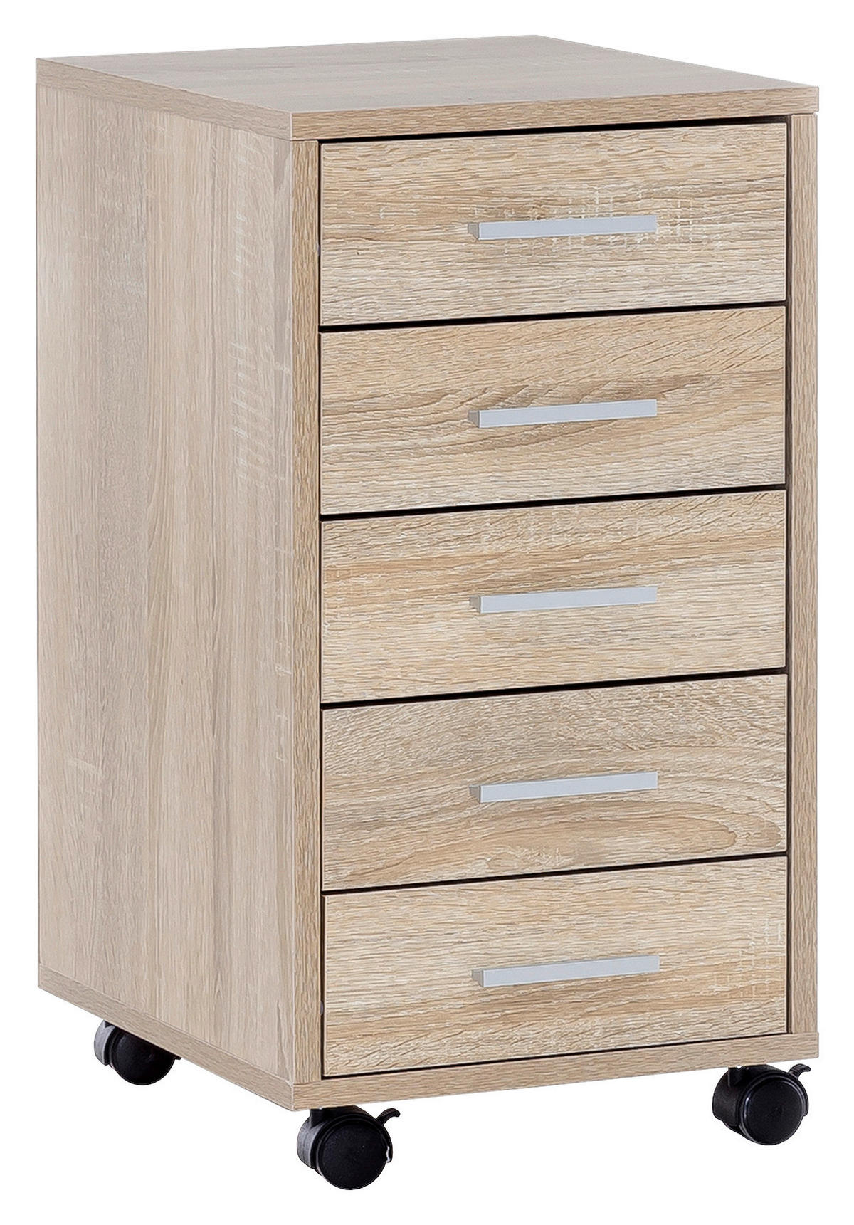 POJÍZDNÝ KONTEJNER, 33/63/38 cm - barvy stříbra/barvy dubu, Konvenční, kompozitní dřevo/plast (33/63/38cm) - MID.YOU