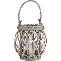 STOJAN NA SVÍČKU  dřevo, sklo, textil - šedá/čiré, Trend, dřevo/textil (15/21cm) - Ambia Home