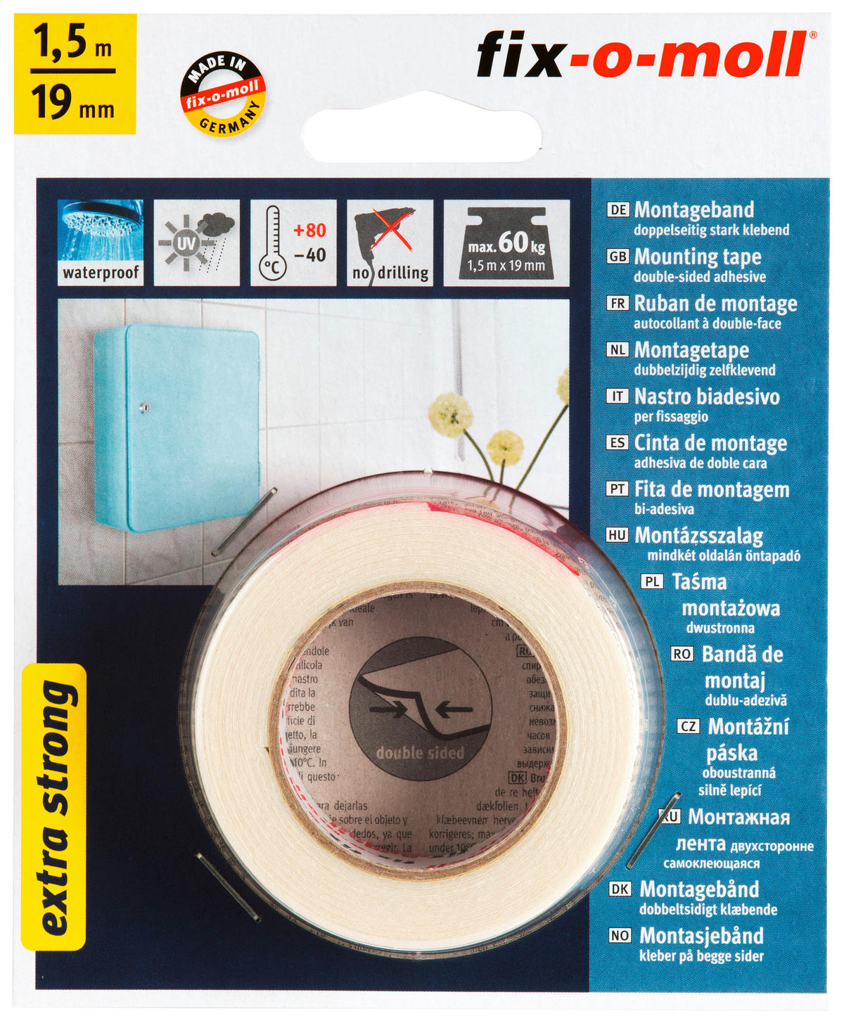 MONTAGEBAND - Weiß, Basics, Kunststoff (1,9/150cm) - Homeware