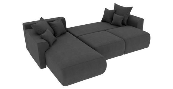 ECKSOFA in Velours Dunkelgrau  - Chromfarben/Dunkelgrau, KONVENTIONELL, Kunststoff/Textil (195/293cm) - Carryhome